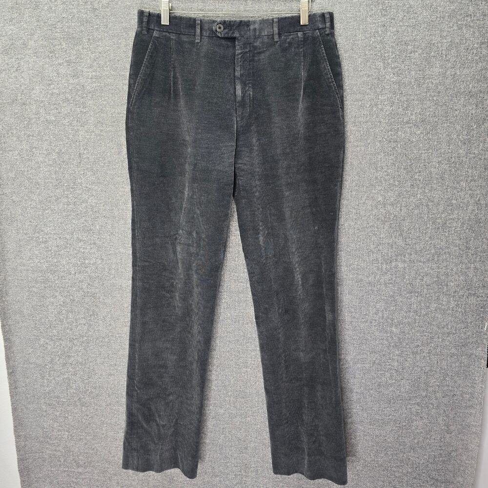 BRIONI CORTINA GRAY CORDUROY PANTS, SIZE 34 R